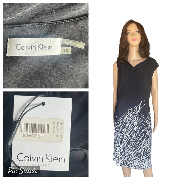 Calvin Klein Dress Color: Black/White | Size: 12 - Picture 1 of 15